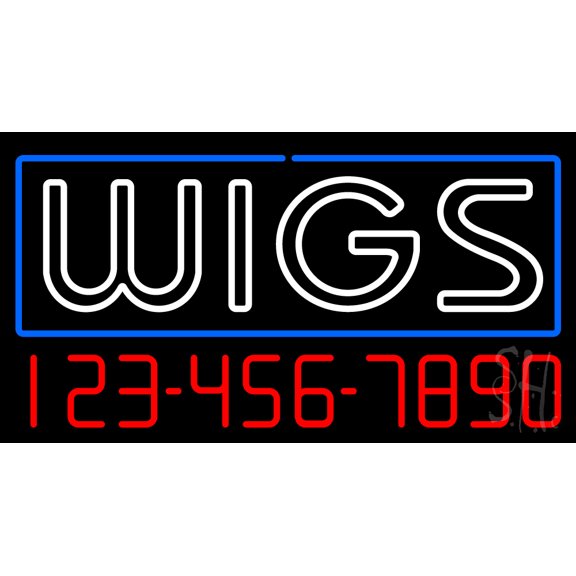 Double Stroke Wigs with Number LED Neon Sign 13 x 24 - inches, Black Square Cut Acrylic Backing, with Dimmer - Bright and Premium built indoor LED Neon Sign for Defence Force.