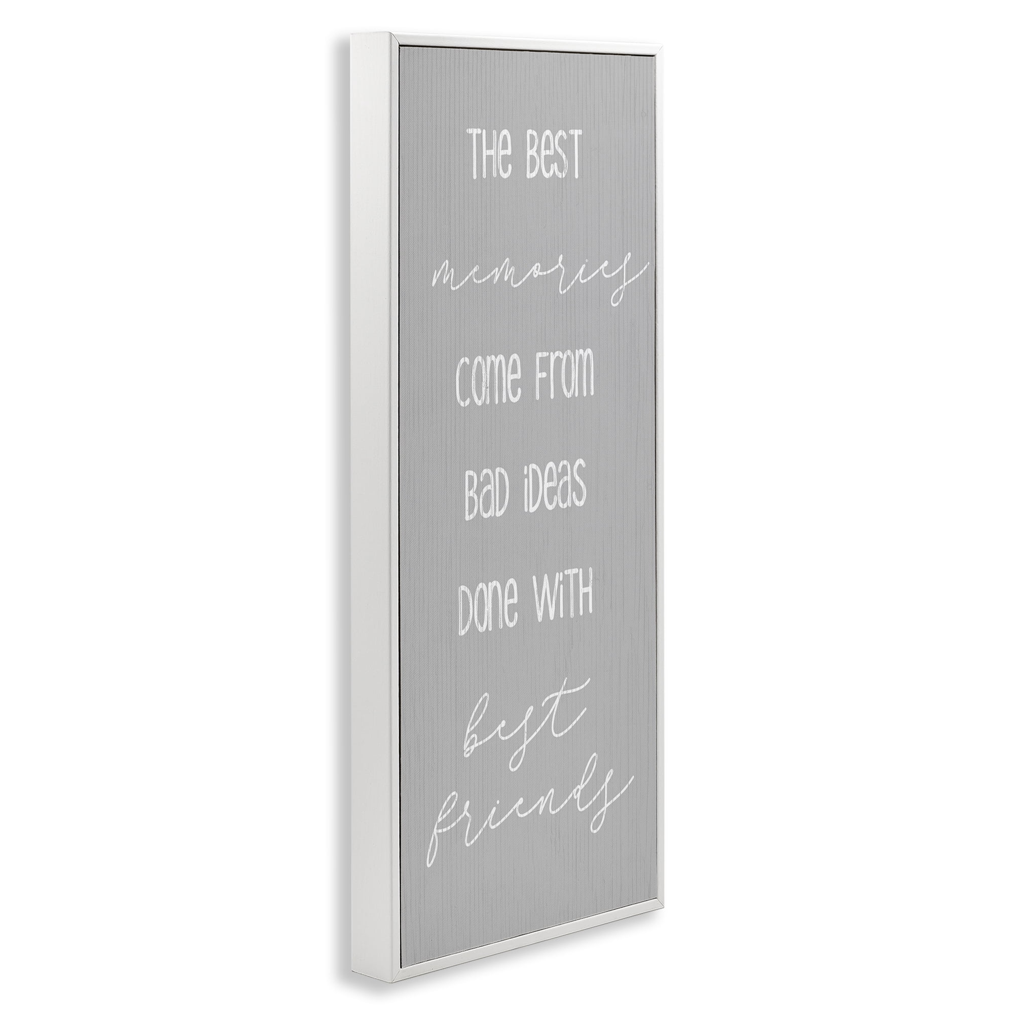 Stupell Industries Bad Ideas with Friends Typography Painting White Framed Art Print Wall Art, 10 x 24