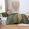 thumbnail image 2 of Catami Prewashed fabric 3-piece Bed in a Bag Comforter Set with Sheets,Olive Green,Queen, 2 of 9