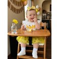 thumbnail image 3 of BemeyourBBs Infant Baby Girl 1/2 Half Birthday Outfit Half Way To One Outfit Letter Bee Print Short Sleeve Romper Bow Tulle Tutu Skirt Set Headband 3 Pcs Summer Clothes, 3 of 9