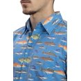 thumbnail image 3 of LA LEELA Mens Short Sleeve Button Down Casual Beach Shirt S Saltwater Fish Blue, 3 of 6