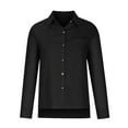 thumbnail image 3 of UHHDNAED Womens Cotton Linen Button Down Shirt 2025 Summer Casual Long Sleeve Solid Color Shirts Loose Work Tops with Pocket - Black, 3 of 6