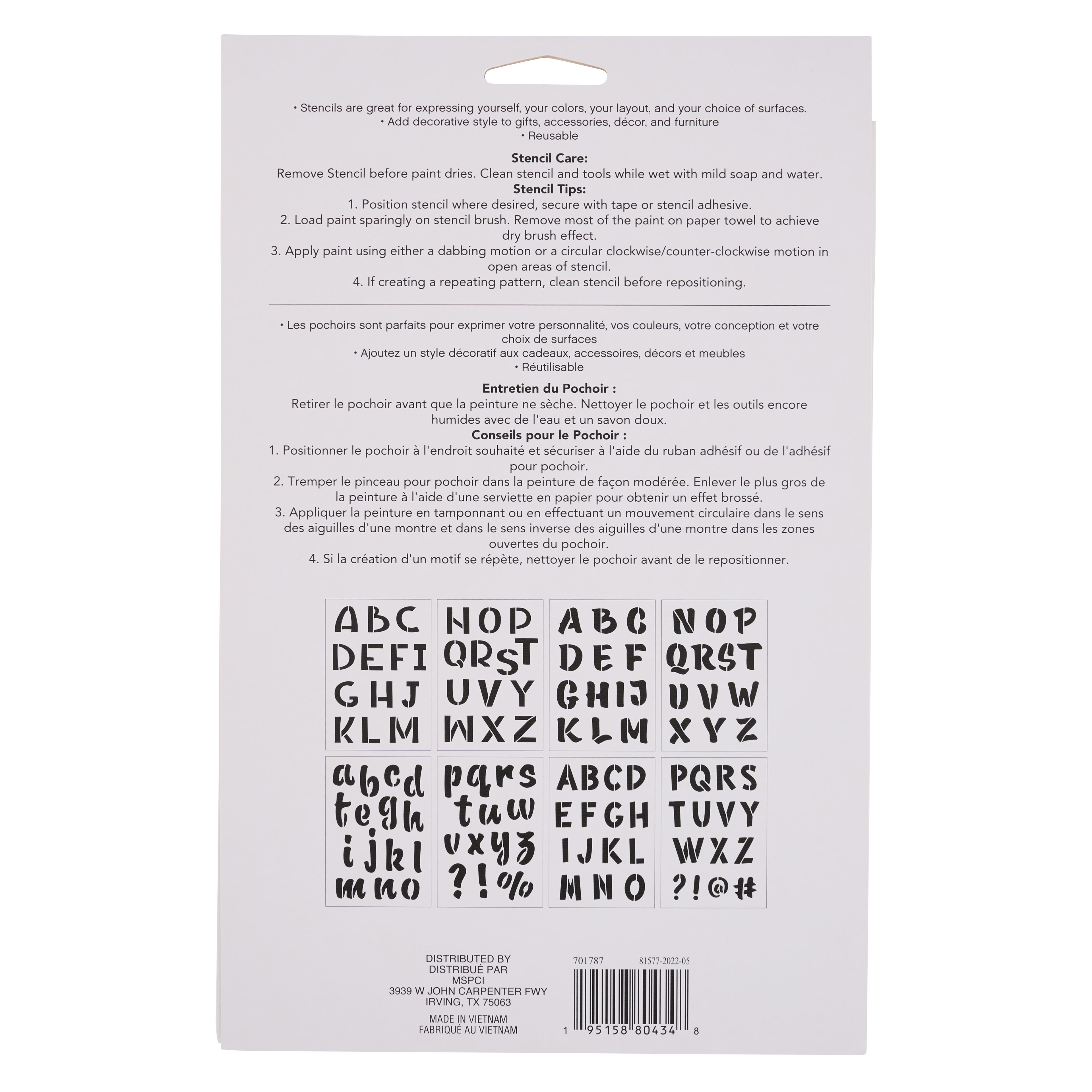Craft Smart 1.5" Handletter Alphabet Stencils - Reusable Plastic Stencil Sheets with 111 Script-Style Designs per Pack, Ideal for Crafts & Home Decor, 6 Pack