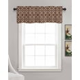 thumbnail image 3 of Geometric Brown Linen Curtain Valance for Bedroom/Bathroom/Kitchen/Office/Living/Dining Room Windows,Rustic Tribal Flower Ethnic Bohemian Rod Pocket Topper Drapes Decorative Cafe Drapery Panel 54x18, 3 of 6