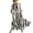 Black, variant on Antinious Ladies V-Neck Stripe Print 3/4 Sleeve Bohemian Long Style Dress Soft Casual Wear