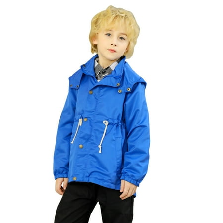 

ZMHEGW Boys Girls Winter With Pocket Hooded Zipper Windproof Outwear Kid Coats
