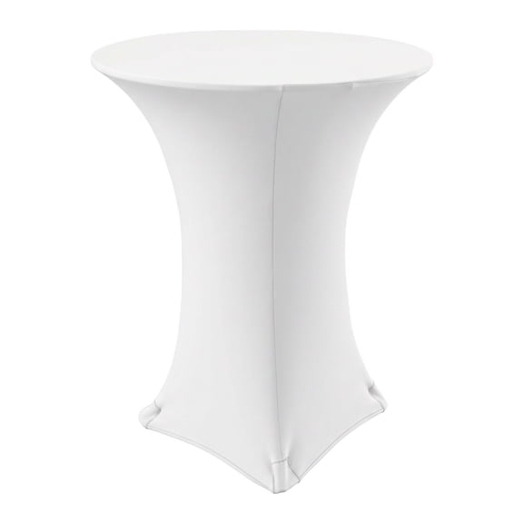 2 pc 30 Inch X-Type Cocktail Table Covers White Spandex Tablecloths - Stain & Wrinkle Resistant Washable Stretch Tight High Boy Table Cover for Drinks Wedding Reception Party Event