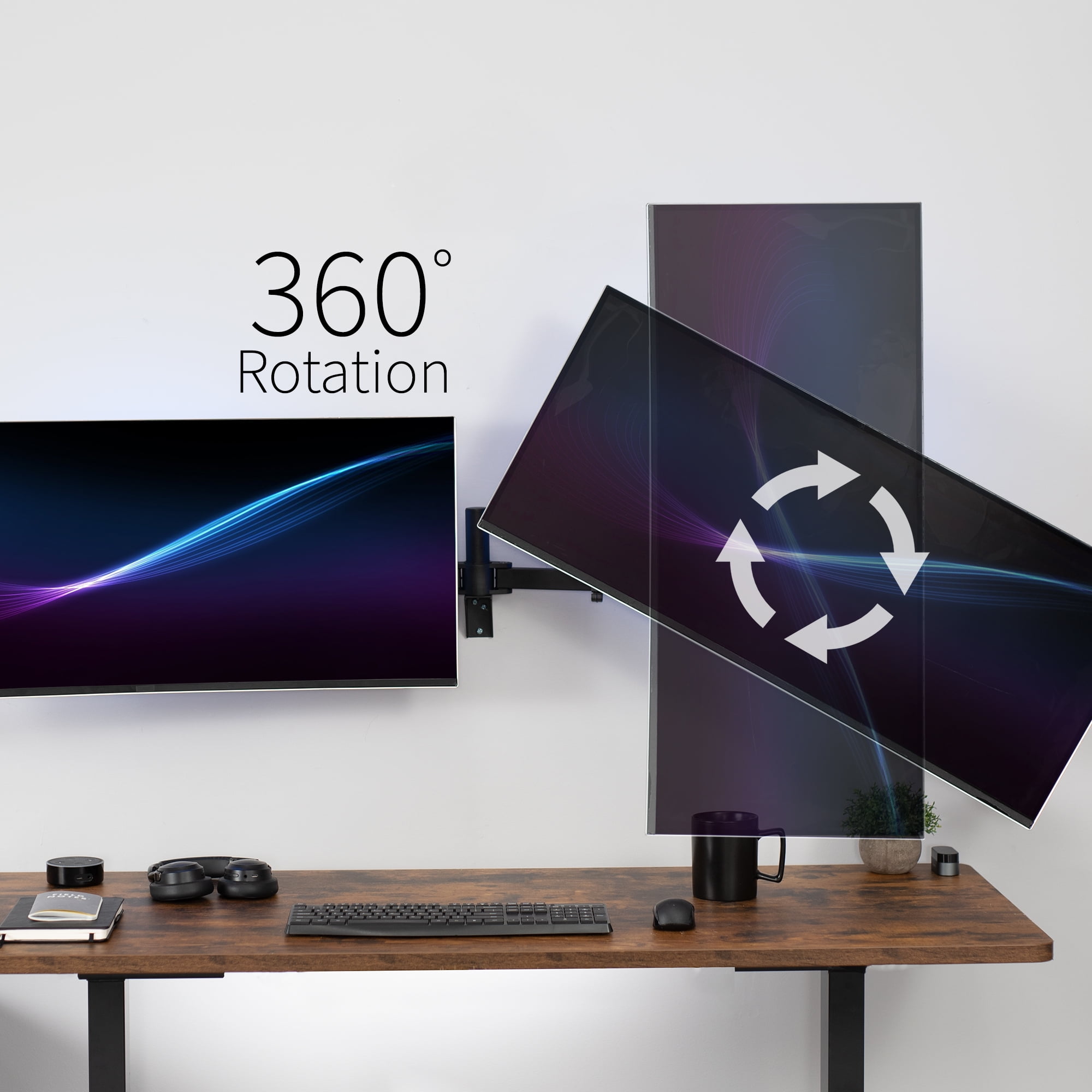 VIVO Steel Telescoping Flush Wall Mount for Dual 27" to 38" Ultra Wide Monitors