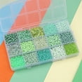 thumbnail image 3 of Synzerm 15 Color 4mm Small Assorted Glass Seed Beads,3mm Bugle Beads Friendship Bracelet Kit,2mm Tiny Tube Beads for Jewelry Making(Green Bead) S03, 3 of 11