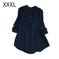 thumbnail image 1 of Camisa de mujer Manga larga Primavera Otoño Blusa Escote en v Chica Top suelto, Azul, 3XL Inevent AP000936-18, 1 of 7