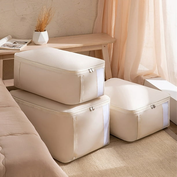 Fiudx Bolsa para Guardar Ropa, Organizador de Gran Capacidad, Cierre de Doble Cremallera, Tejido Transpirable, Versátil para Edredones y Ropa de Cama, Fácil de Plegar, para El Hogar, Viajes y Garaje,