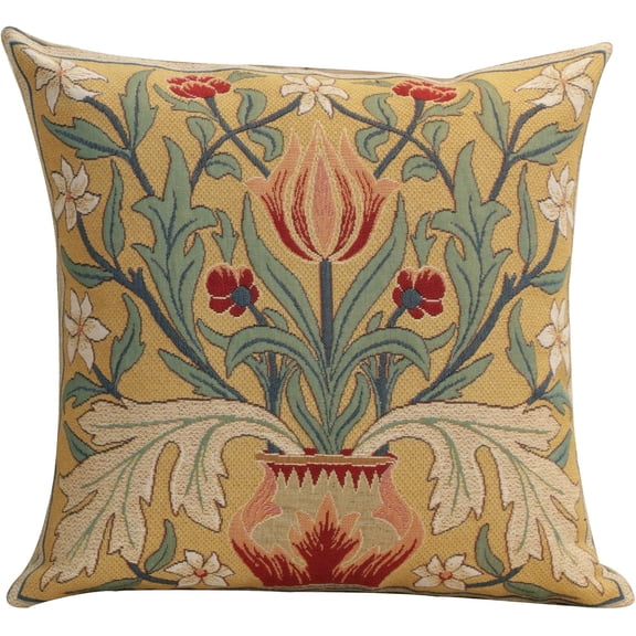 Ryan  Home Furnishings Throw Pillow Covers, Decorative Boho Pillow Covers for Couch, Living Room, Red Tulip Square Cushion Cases 18x18 in, for Cozy Bedroom Decor