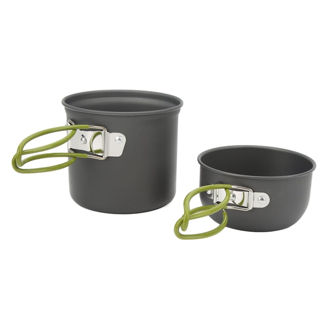 Ensemble de Cuisine de Camping, Kit de Cuisine Anti-Échaudage Sac à Dos Inodore Forte Qualité Alimentaire pour Poignée Orange Randonnée, Poignée Verte