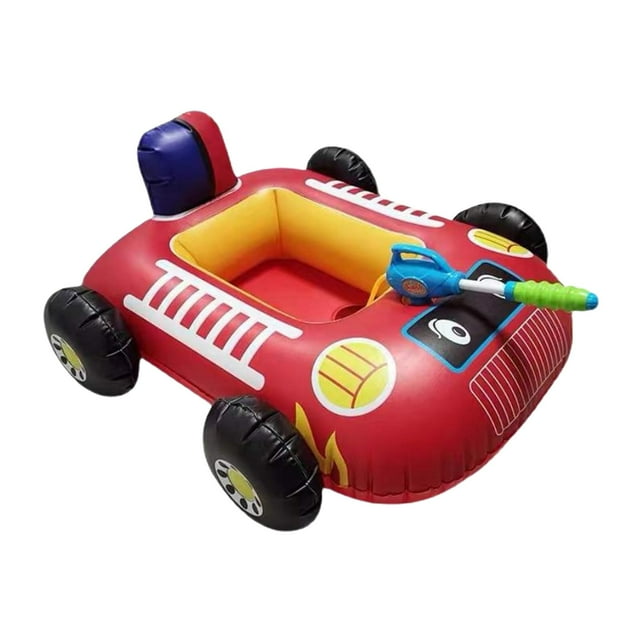 Diseño de coche de dibujos animados para niños, flotador de piscina, balsa flotante con salpicaduras de agua, juguete de agua de PVC grueso para niños Rojo