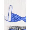 thumbnail image 5 of JoveMarine Women's Floral Print Two-Piece Bikini Set, Halter Backless Swimsuit with Striped Top, Padded Cups, Trendy Bikinis for Women,Blue L, 5 of 8