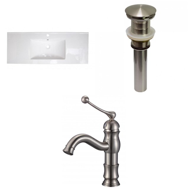 American Imaginations 48-in. W 1 Hole Ceramic Top Set In White Color - Drain Incl. AI-32612