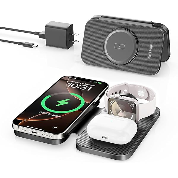 wonima44 2025 Traveling Portable Wireless Mag-Safe Fast Charging Station,Magnetic 3 in 1 Charger for iPhone 17 16 15 14 13 12 Pro Max Plus,Apple Watch Series & Air pods 4 3 2 Pro-Gifts for Family