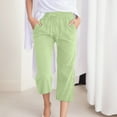 thumbnail image 2 of Women Fashion High Waisted Wide Leg Pants Drawstring Elastic Trousers Comfy Straight Leg Long Pants With Pockets Features, 2 of 5