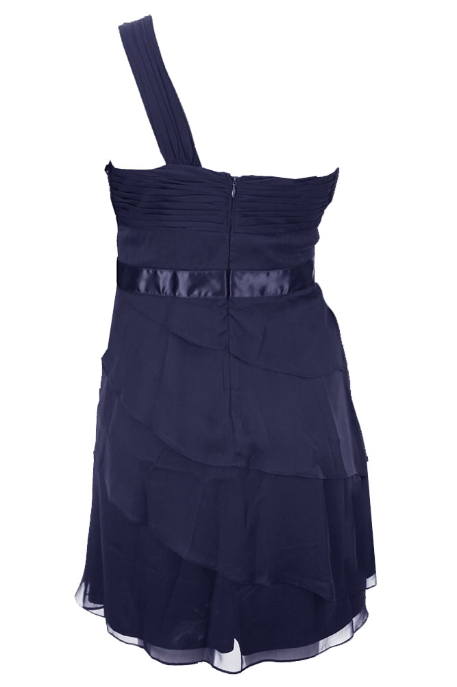 Adrianna Papell Womens Tiered One Shoulder Cocktail Dress Navy 10 -  Walmart.com