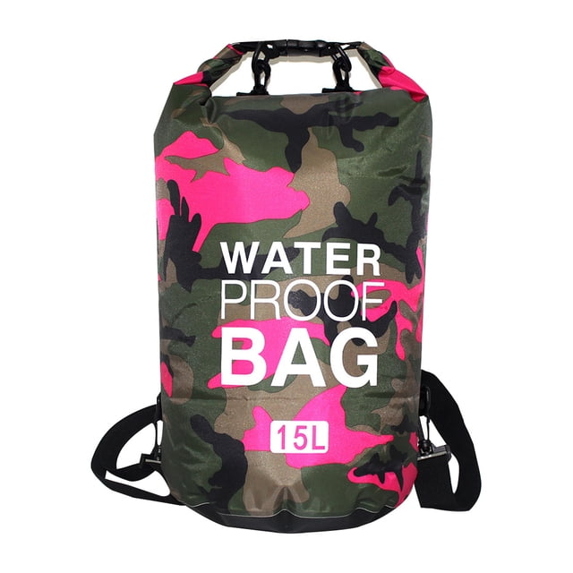 Sonducket Bolsa de natación impermeable de 15/20L/30L, de saco seco, colores de camuflaje, pesca, canotaje, kayak, almacenamiento, bolsa de Deportes acuáticos Camuflaje rojo rosa 23x57cm Sonducket OD1303-28B