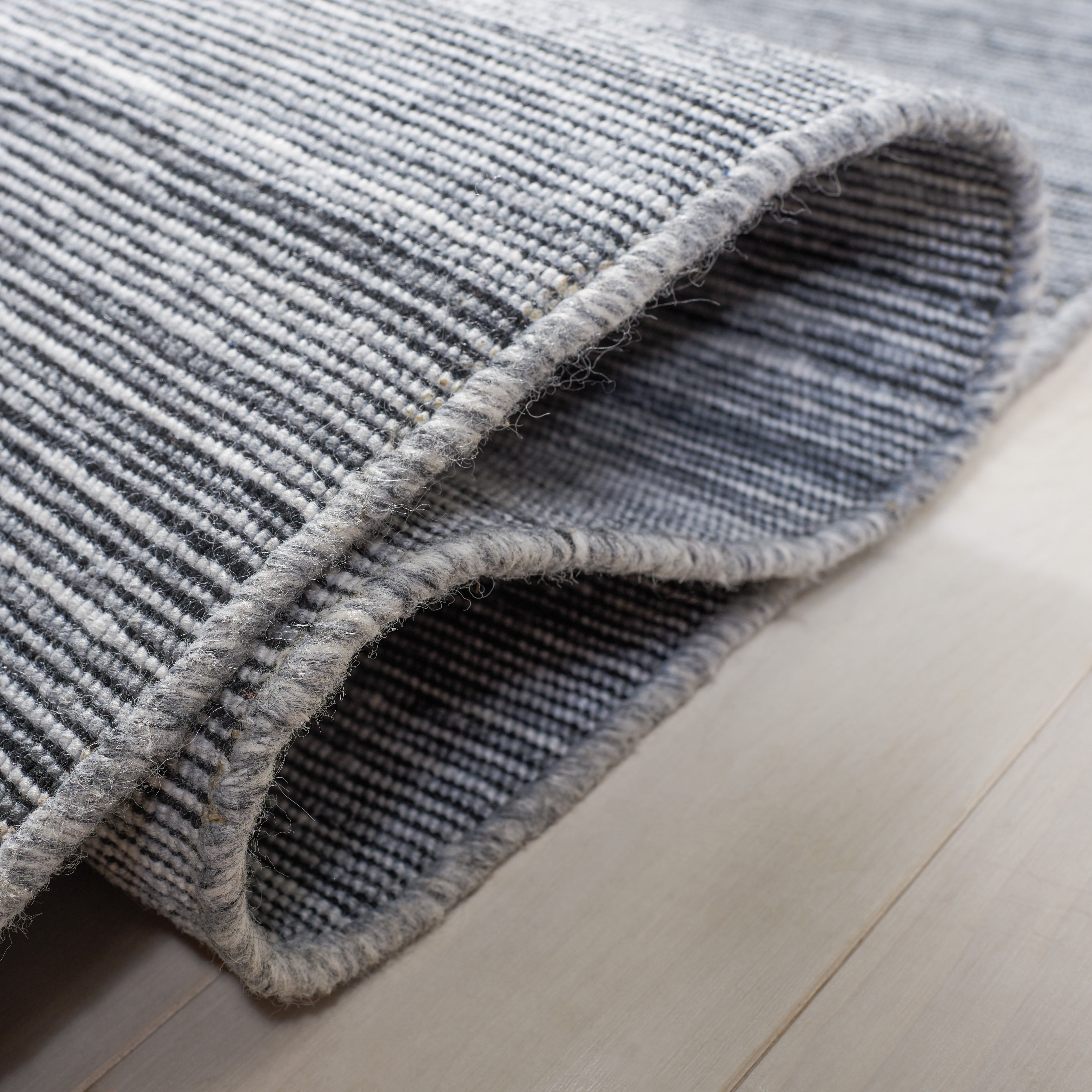 SAFAVIEH Kilim Cemal Striped Polyester Area Rug, Grey/Ivory, 8' x 10'