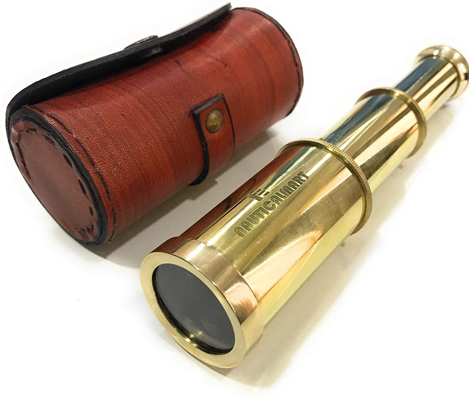 WAVE NAUTICAL - 6" Brass Pirate Marine Telescope With Wooden Box Vintage Mini Handheld Spyglass