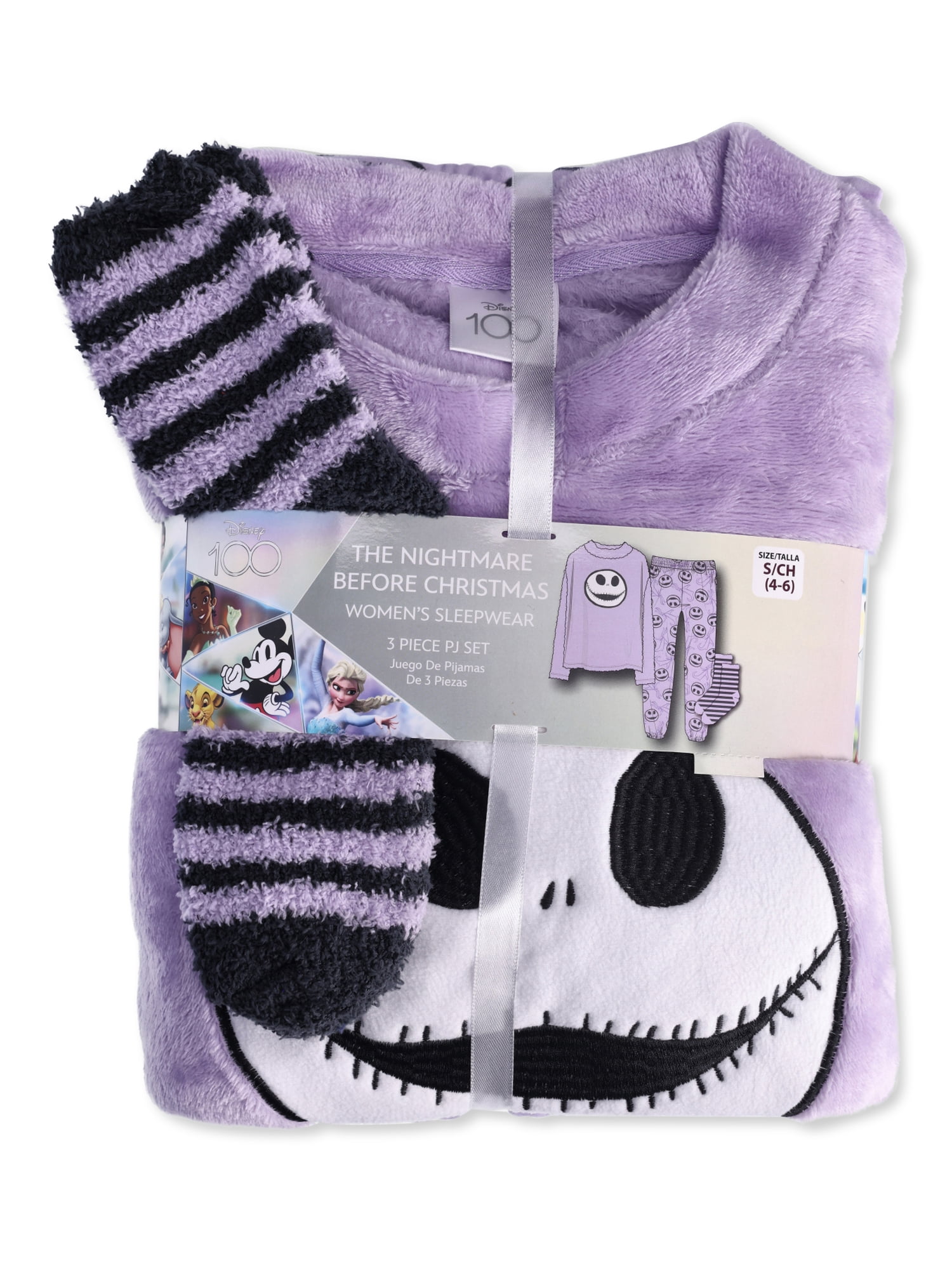 Disney Women's Nightmare Before Christmas Long Sleeve Top and Pants and Socks, 3-Piece Gift Set, Sizes XS-3X