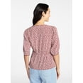 thumbnail image 4 of Time and Tru Women’s Empire Waist Top with Puff Sleeves, Sizes XS-XXXL, 4 of 5