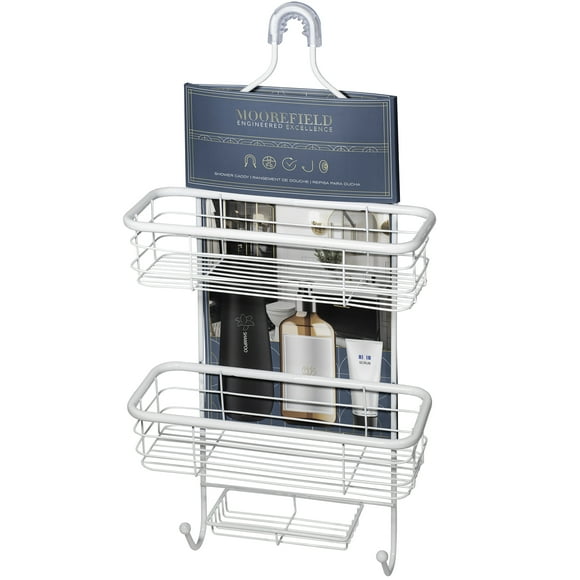 Organizador De Baño Blanco Colgante 3 Niveles Con Ganchos Organizador para Regadera Estante de Ducha Grande Moorefield