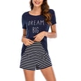 thumbnail image 1 of Ensemble de Pyjama Shorts pour Femmes Manches Courtes Imprimé Lettre Dessin Animé Vêtements de Nuit Pjs Ensemble 2 Pcs Hauts Col Rond & Shorts, 1 of 6