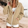 thumbnail image 4 of Enjoytime Womens Zip Up Hoodies Long Sleeve Solid Hooded Jacket Fall Fashion Comfy Casual Sweatshirt with Pockets, 4 of 7