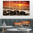 thumbnail image 1 of Bright Sunset over Rocky Shore - Modern Seashore Canvas Art, 1 of 3
