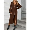 thumbnail image 4 of PUWEI Women's Long Chunky Knit Cardigans V Neck Button Down Sweater Coat Trendy Maxi Sweater Dress, 4 of 7