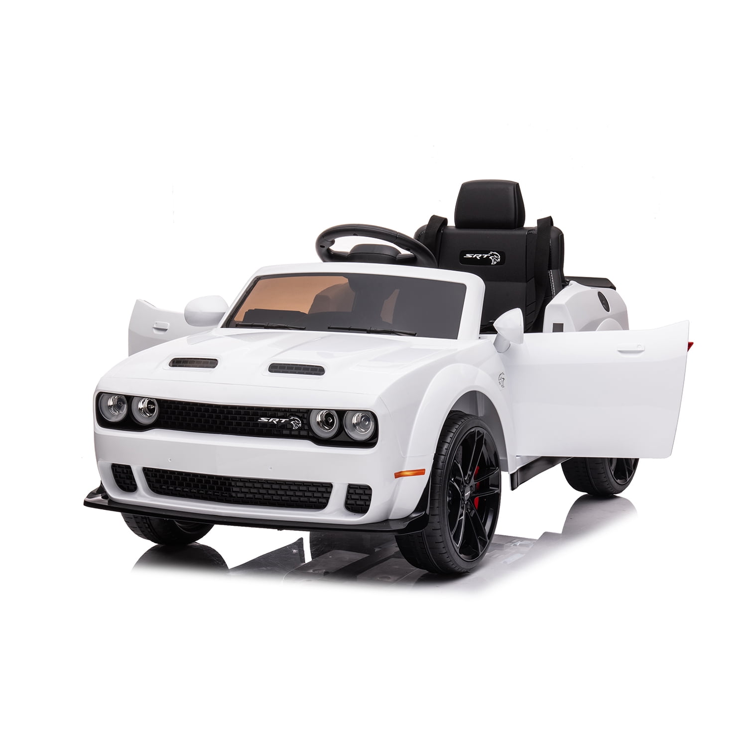 CIPACHO Licensed DODGE Challenger Children Ride On Car, 12V Battery Powered Electric 4 Wheels Kids Car Toys for Boys Girls, White CIPACHO Licensed DODGE Challenger Children Ride On Car, 12V Battery Powered Electric 4 Wheels Kids Car Toys for Boys Girls, White