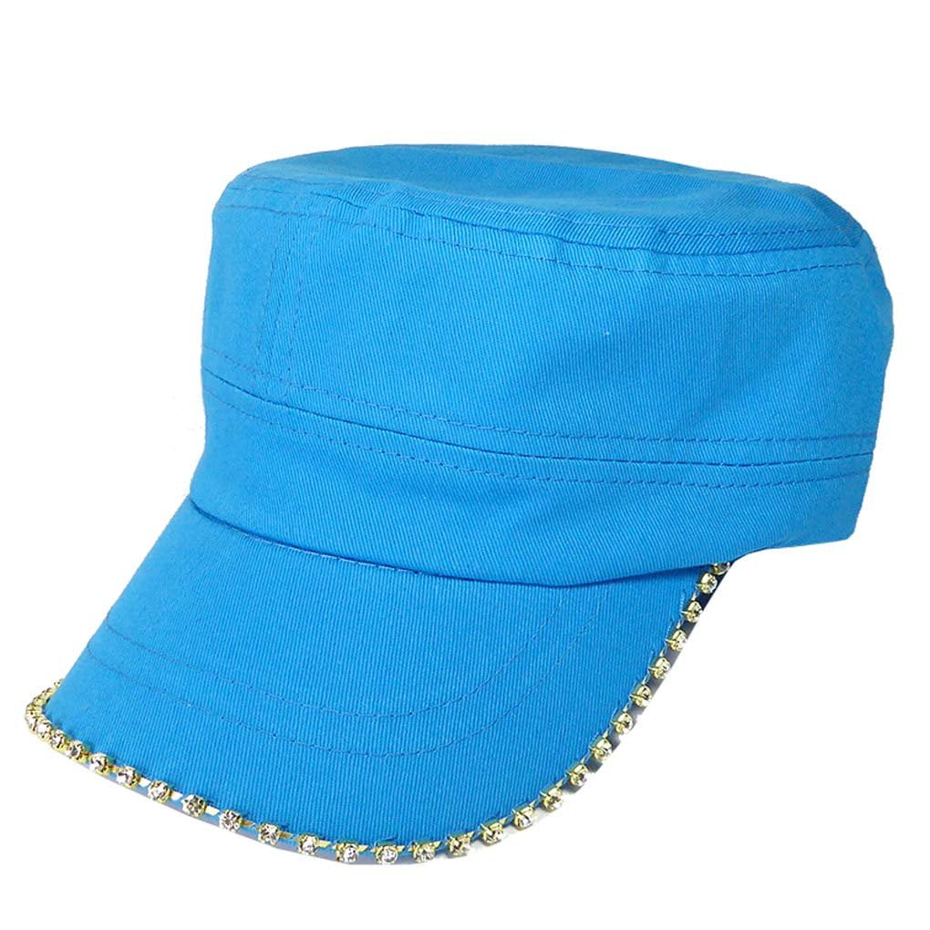 SILVERFEVER Women's Military Cadet Army Cap Hat with Bling Rhinestone