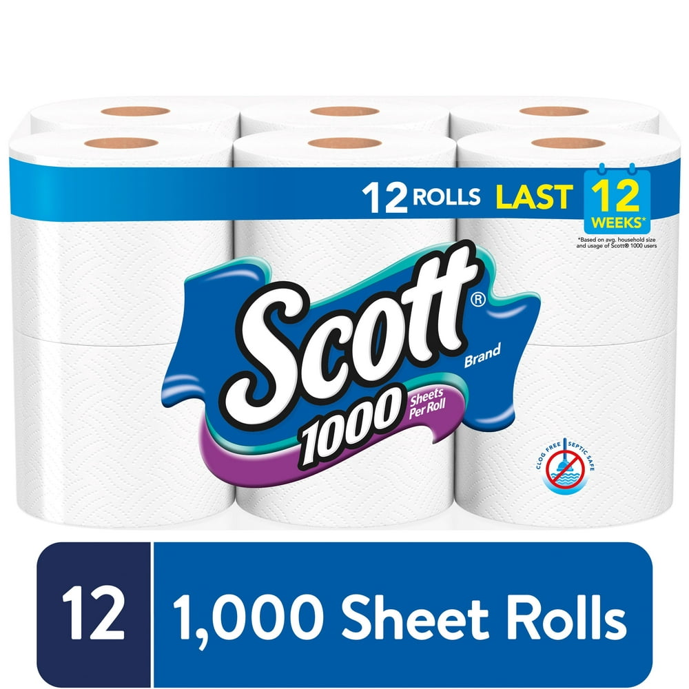 Scott 1000 Sheets Per Roll Toilet Paper 12 Rolls