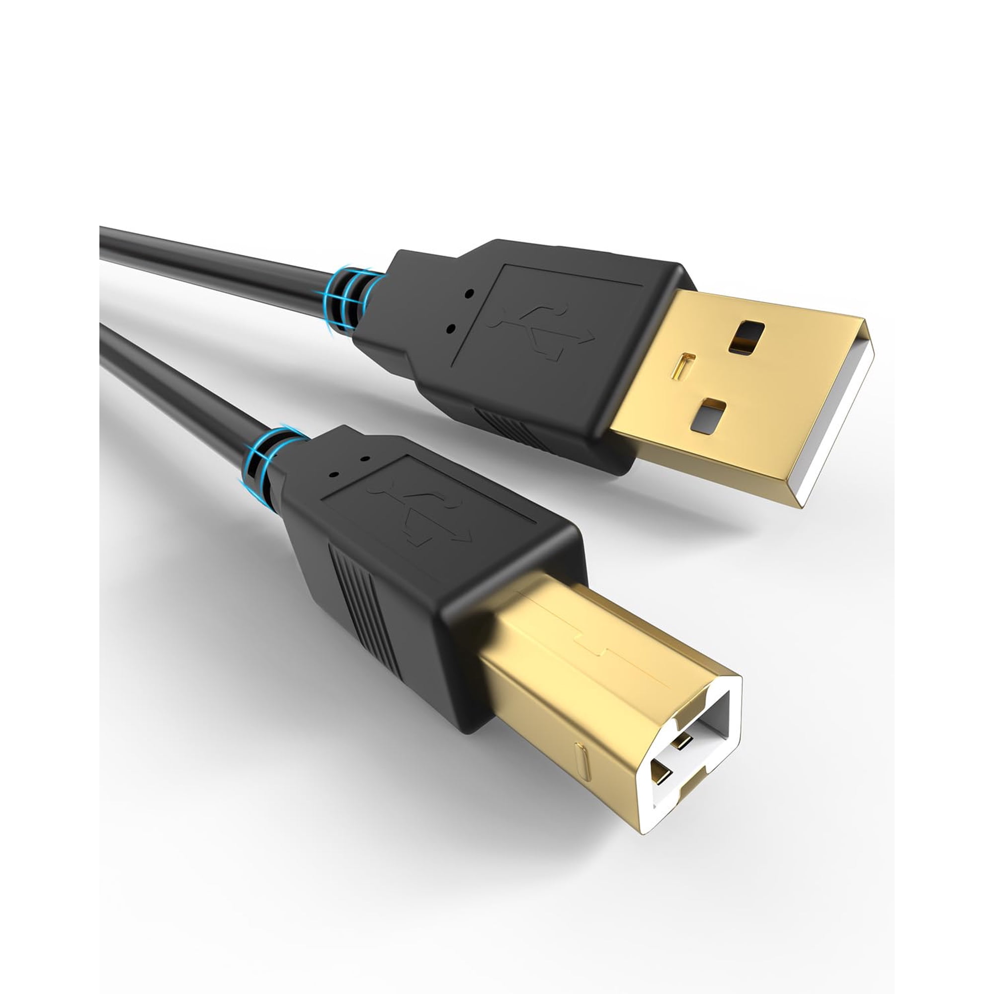 Bicmice USB-A to USB-B 2.0 Printer Cable 480 Mbps High-Speed for Hp Canon Brother Samsung Dell Epson Lexmark Xerox and More External Hard Drive,Scanner Cord Gold-Plated 5Ft