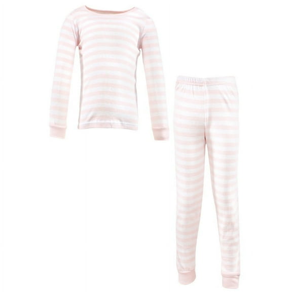Hudson Baby Infant Girl Cotton Pajama Set, Soft Pink Stripe, 6-12 Months
