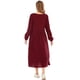 thumbnail image 5 of Vestido de color sólido para mujer, cuello en V, manga larga, puño elástico, fruncido, vestido CACAGOO Vestido de color liso, 5 of 7