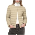 thumbnail image 2 of Womens Coats Lightweight Down Jacket Winter V-neck Warm Jacket Puffy Jackets,Coats for Women Khaki L, 2 of 6