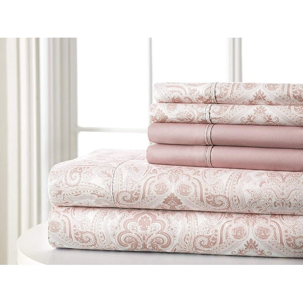 6 Piece Paisley Sheet Set Bedding SOFT PINK QUEEN - Walmart.com
