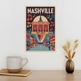 thumbnail image 3 of Vintage Nashville Cityscape Retro U.S. Tourism with Music & Cultural Landmarks Print Poster, 3 of 8