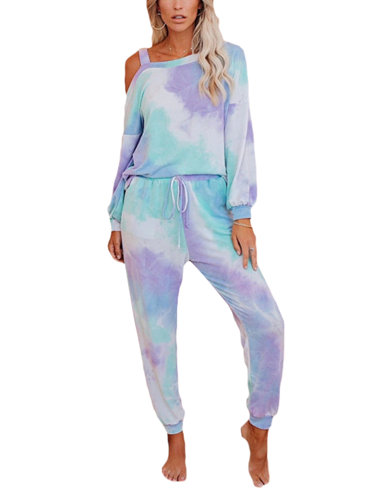 Sweatpants Lounge Sets Tie Dye Loose Fashion Outfit Details about   Womens Long Sleeve T-Shirt