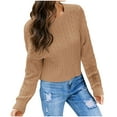 thumbnail image 3 of Solid Short Sweaters for Women Long Sleeve Round Neck Pullover Cropped Sweater Pullover Tops Trendy Casual Knits Shirt, 3 of 5