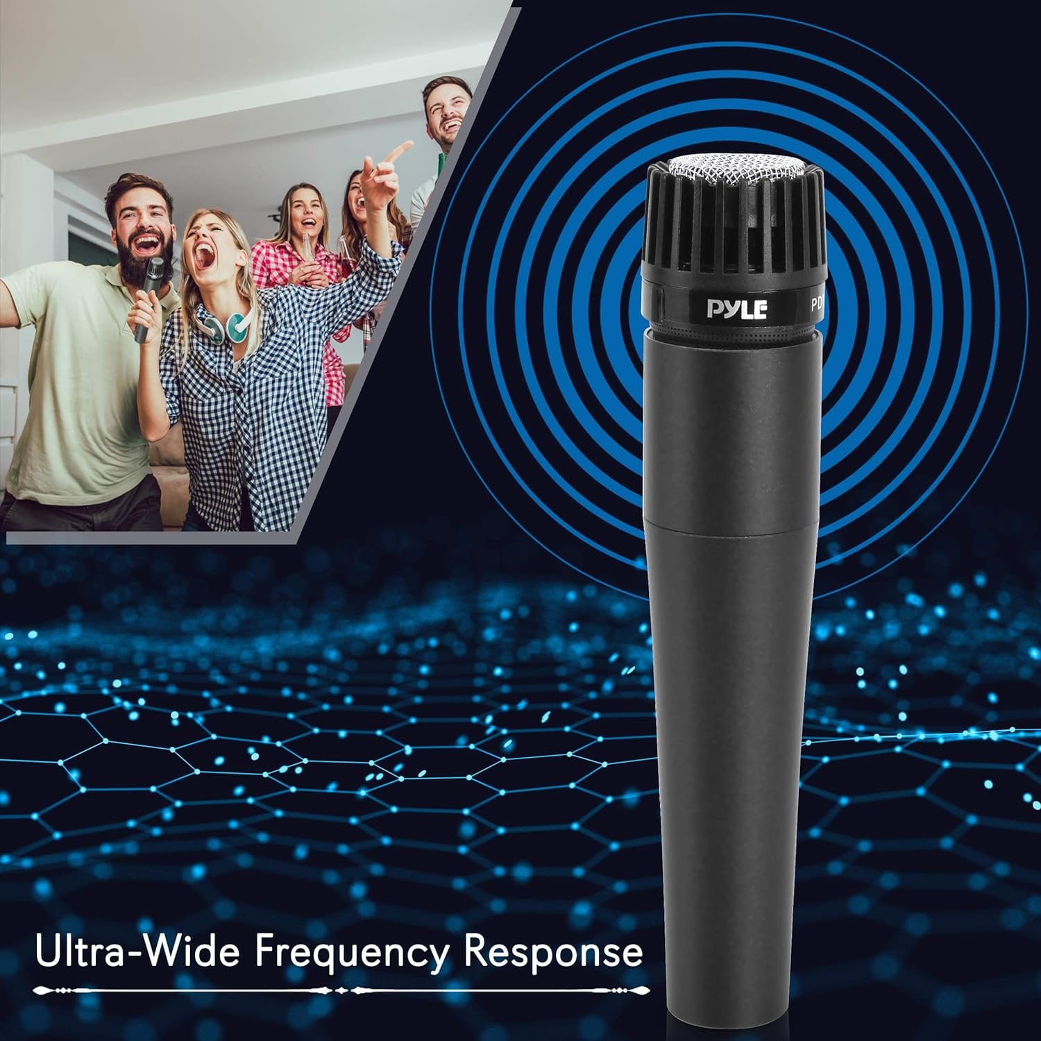 PYLE-PRO Professional Handheld Moving Coil Microphone - Dynamic Cardioid Unidirectional Vocal, Built-in Acoustic Pop Filter, Includes 15ft XLR Audio Cable to 1/4'' Audio Connection - Pyle...