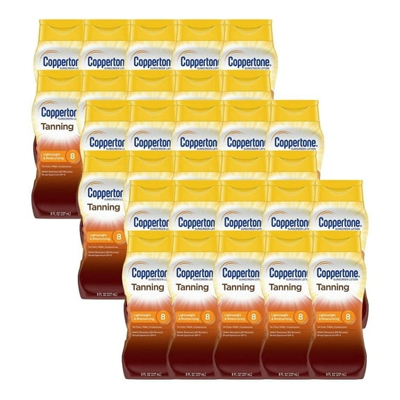 Tanning Sunscreen Lotion, Broad Spectrum Lotion, Lightweight & Moisturizing, Water Resistant, Sweat Resistant, Non Greasy, Fast Absorbing, Pack of 30, 8 Fl OZ Per Pack