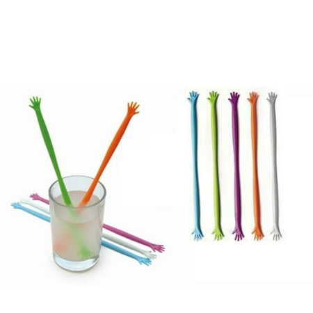 

Xmarks 5Pcs Creative Cute Help Me Hand Shaped Tea Milk Coffee Juice Drink Muddler Stirrers Swizzle Stick Stirring Bar Rod Mixed-color