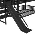 thumbnail image 6 of Twin Size Bunk Bed Frame with Storage Stairs and Slide, Metal House Shape Bunk Bed wirh Safety Guard Rails for Bedroom, Apartment, Guest Room, Easy Assembly, Mattress Not Included, Black, 6 of 9
