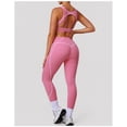 thumbnail image 3 of PISONIC 2 Piece Workout Sets for Women Color Block Strappy Sports Bra High Waist Leggings Gym Yoga Pilates Outfits, 3 of 6