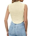 thumbnail image 4 of ManxiVoo Womens Slim Fit Sleeveless Knit Crop Top Summer Casual Stretchy Round Neck Tank for Daily Outfits XL Size, 4 of 6
